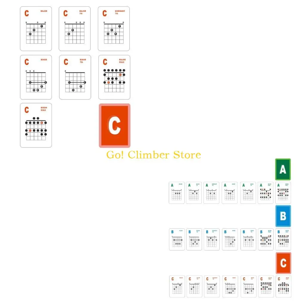 Q84C 49 Guitar Chord Refrence Cards Practical Guitar Flash Cards Guitar Chord and Scale Learning Cards for Guitar Teachers