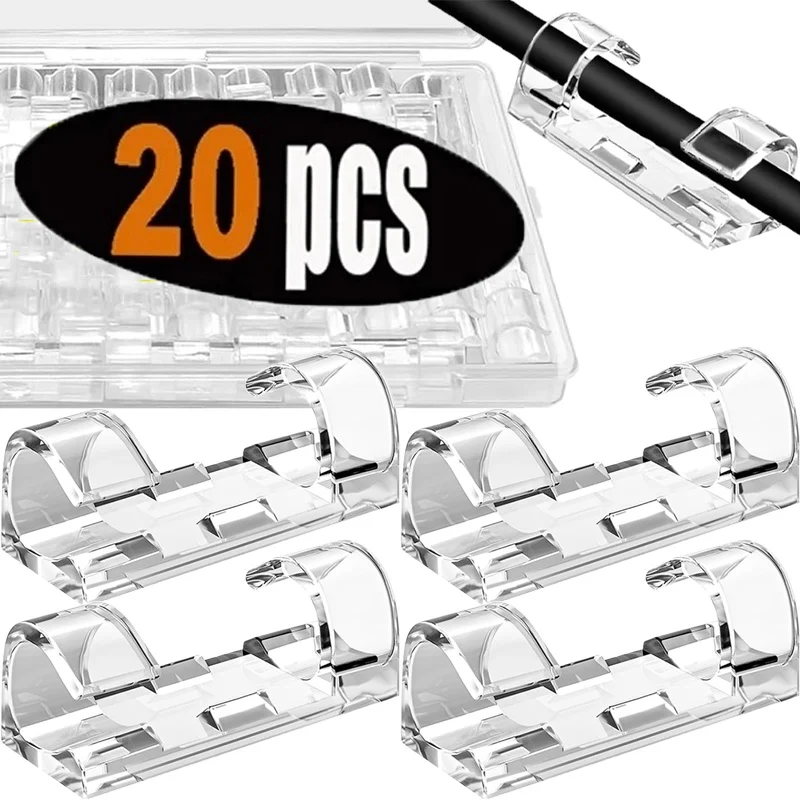 Cable Clip Organizer Drop Wire Holder Cord Management Self-Adhesive Cable Manager Fixed Clamp Wire Winder For Home Office School