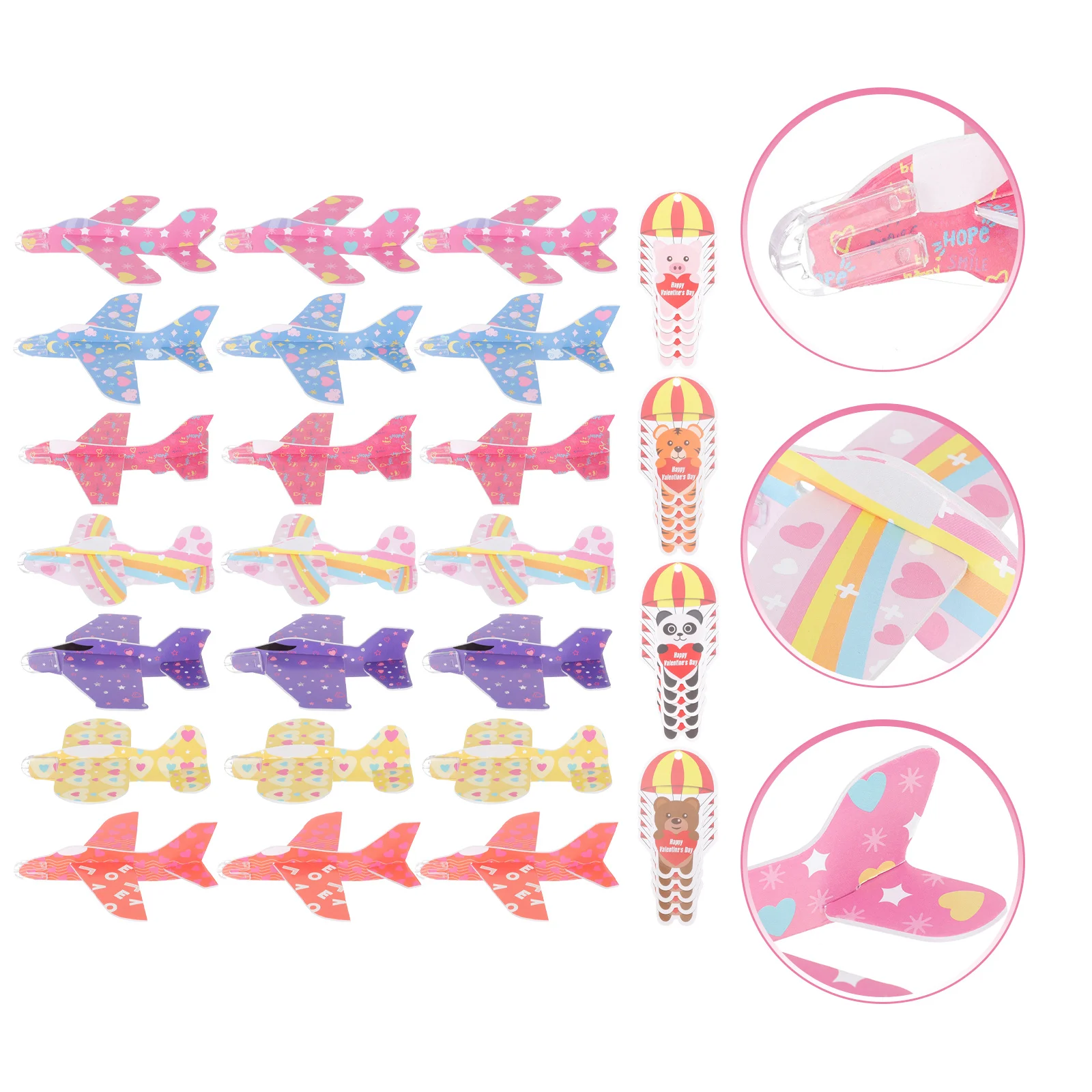 

1Set Valentine's Day Foams Planes Easy Assemble Safe Indoor Flying Greeting Cards Kids Gifts Classroom Prizes Party Favors