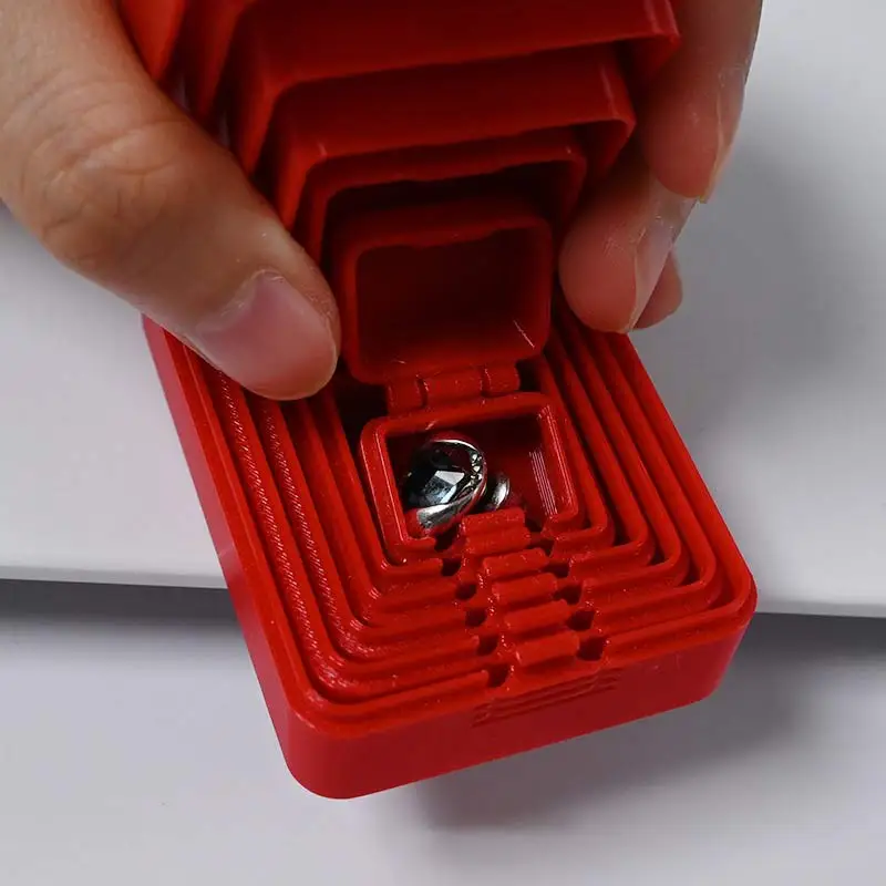 3D-gedruckte Überraschungs-Geschenkbox, 6-lagige, ineinander verschachtelbare Geschenkbox, Prank-Fingerring-Aufbewahrungsbox, Geburtstagsparty-Prank-Geschenkbox für Freunde – Detail 4