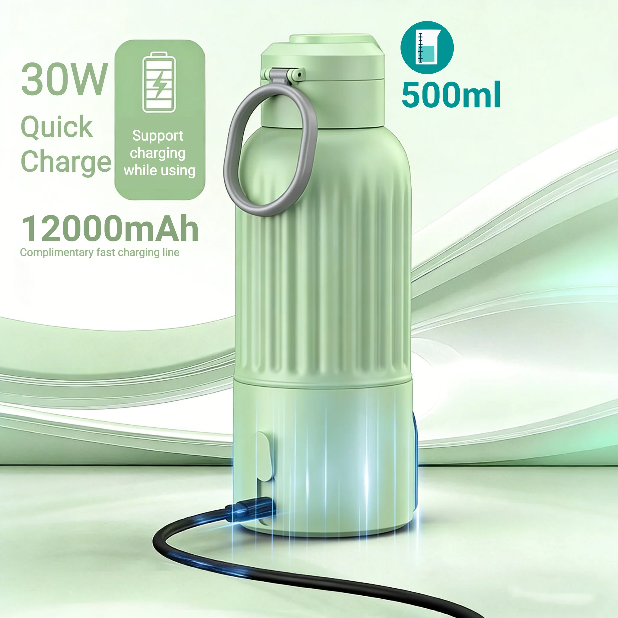 Scaldabiberon Portatile Wireless Ricaricabile, Bottiglia Termica a Riscaldamento Rapido con Ricarica Veloce per Neonati 500ML