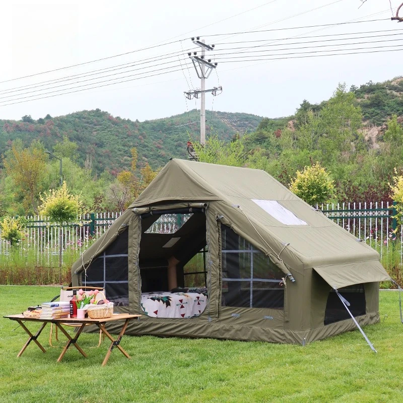 

Водонепроницаемая семейная палатка для глэмпинга, 4-сезонная роскошная большая надувная палатка для кемпинга