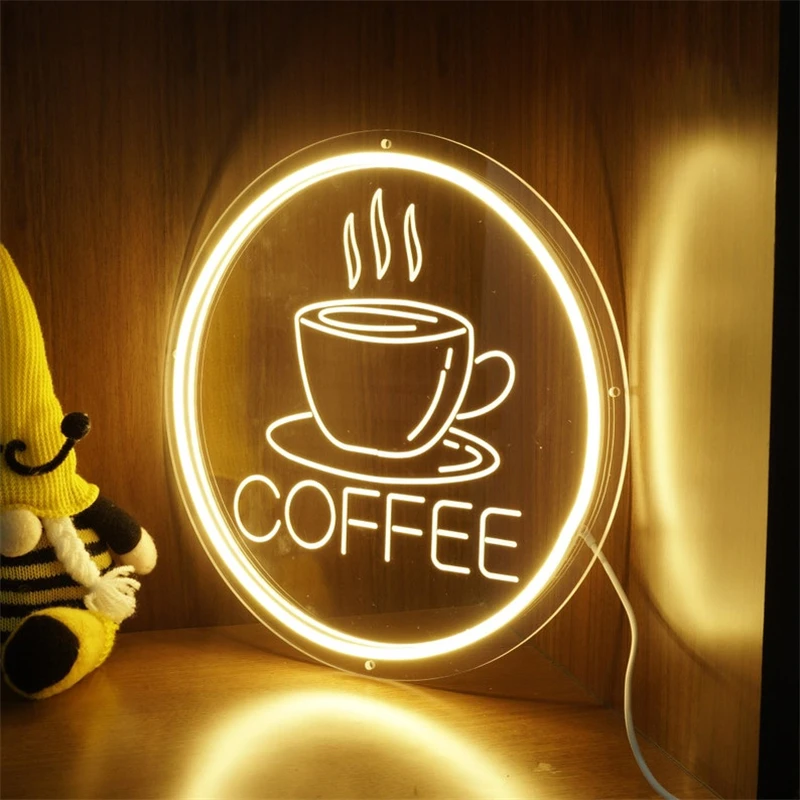 Coffee Neon Sign 3D Carving Acrylic Neon Light Custom Business Neon Signs LED Neon Light For Cafes Restaurant Shop Room Decor