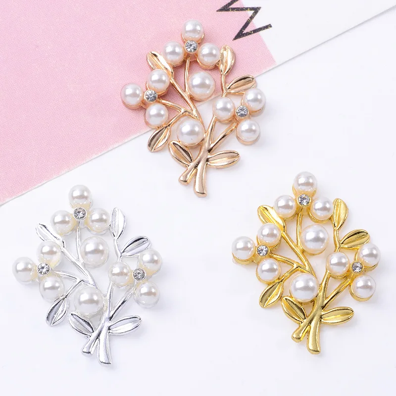 

100Pcs sets of accessories DIY bridal clothes corsage fan accessories antique branches and leaves with pearl jewelry