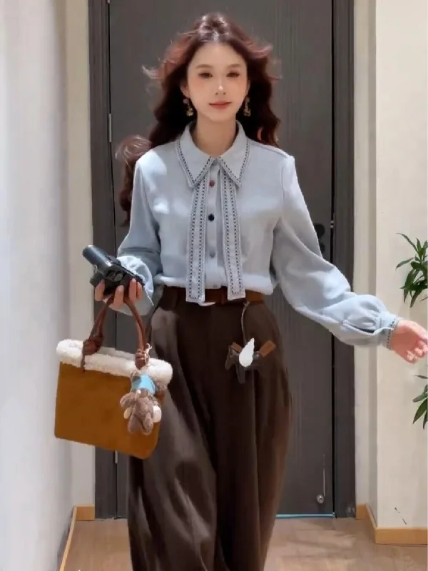 

Korean Sle Commuter Versatile irt ular Women's New Sle Unique Design Top Long Sve Loose Fit Daily Wear