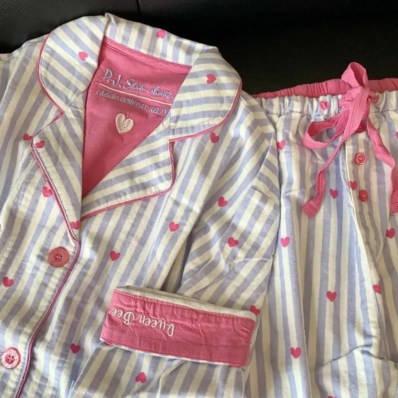 

Женский пижамный комплект, одежда для сна с милым мультяшным принтом, элегантный топ и брюки, 2 шт., мягкая хлопковая пижама Pour Femme, одежда для сна, домашняя одежда