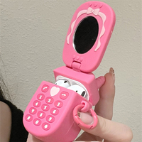 Kawaii Cute Love Heart Bow Cellphone Model Flip Mirror Silicone Earphone Case For Airpods 1 2 3 Pro2 Protective Shell Soft Cover