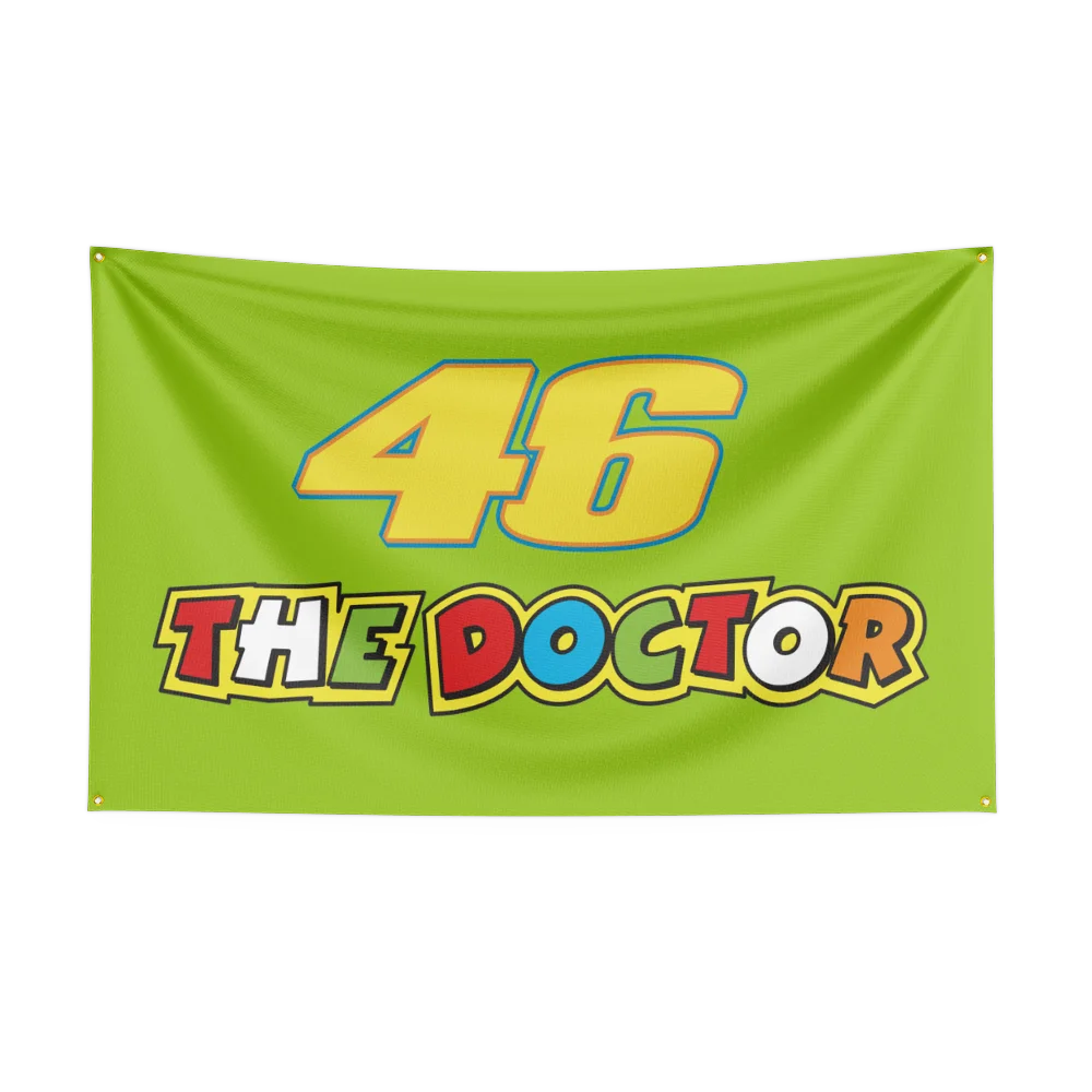 3x5 Ft Motorcycle Racing Doctor Flag Polyester Printing Banner for R-rossi Garage Wall Art Out Door Decoration With Grommets 46