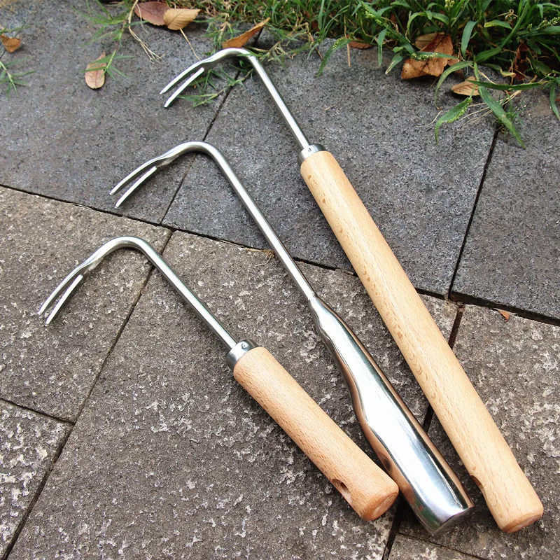 1pc Stainless Steel Manual Weed Puller Heavy Duty Garden Hand Weeder Rake Grass Rooting Weeding Tool for Easily Removing Weeds