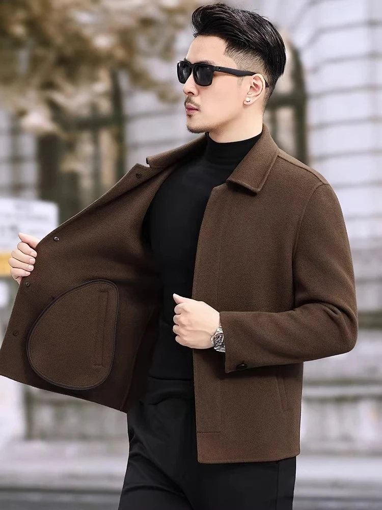 AYUNSUE New Autumn Winter 100% Wool Coat Man Clothing Casual Short Fashion Double-sided Wool Jacket Men Abrigo Hombre Invierno