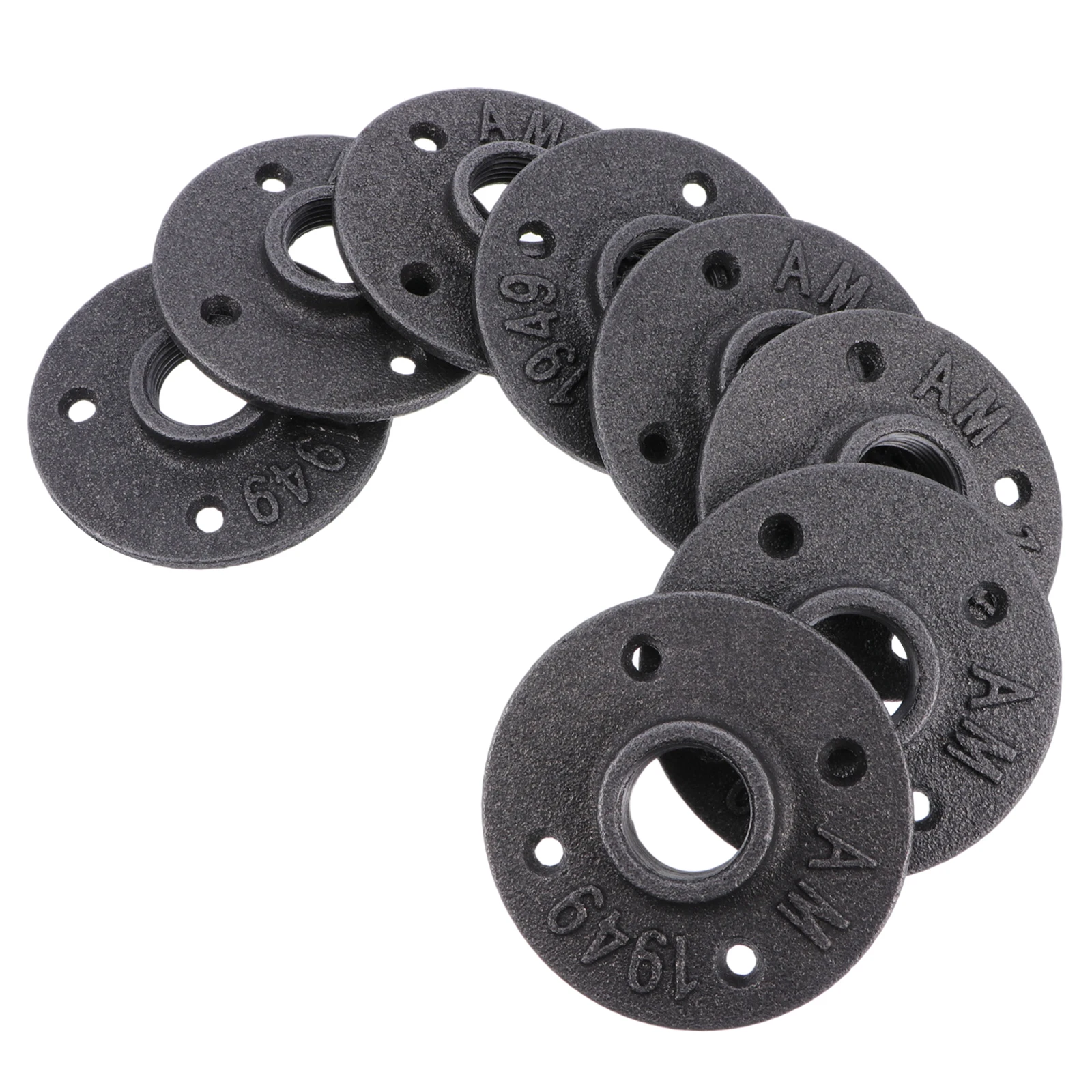 

8pcs Cast Iron Floor Flange 3/4 Inch Threaded Wall Mounted Vintage 4 Hole Malleable Fittings For Industrial Decor Furniture Diy