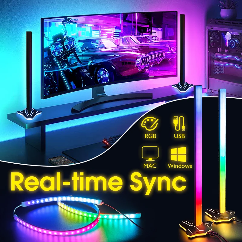 Listwy świecące LED synchronizacji muzyki do precyzyjnej listwa oświetleniowa do gier oświetlenie RGB Studio Monitor do komputera z podświetleniem