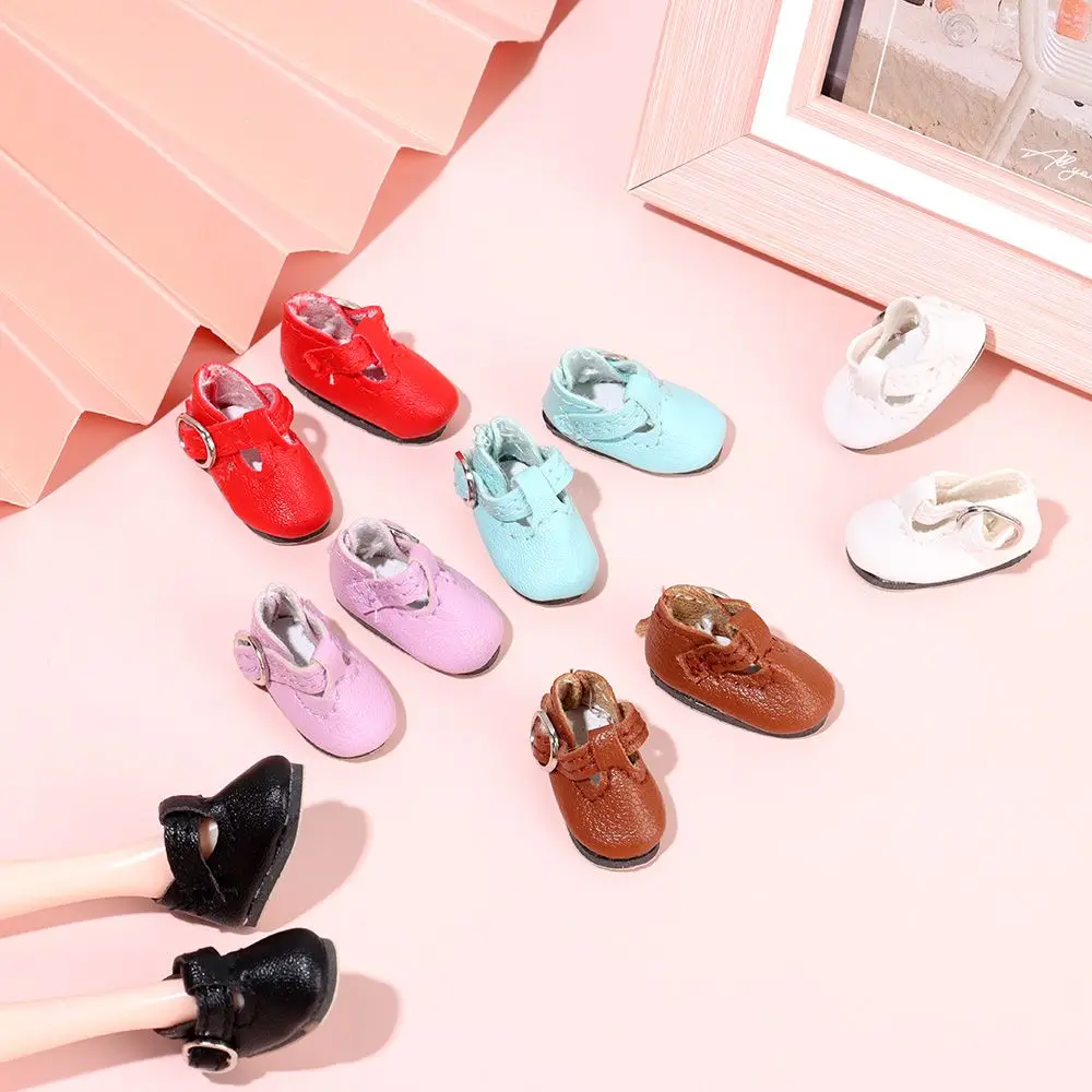 1 Pair Fashion Multicolor Doll Shoes PU Leather Cute Solid Shoes Fit 1/6 Scale Dolls Change Clothes Game Accessories 2.8*1.2cm