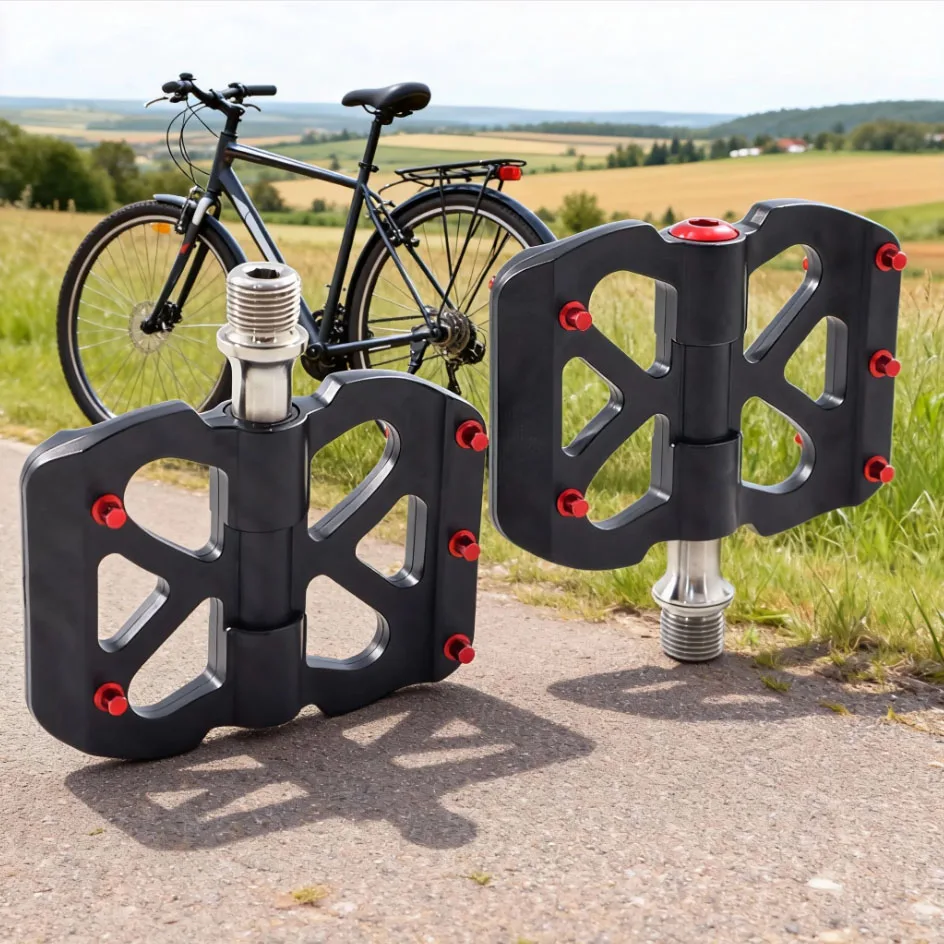 

TESNO Ultralight Carbon Fiber Bicycle Pedals 3 Bearing MTB Road Bike Pedal Titanium Non-Slip Quick Release 14mm Universal Thread