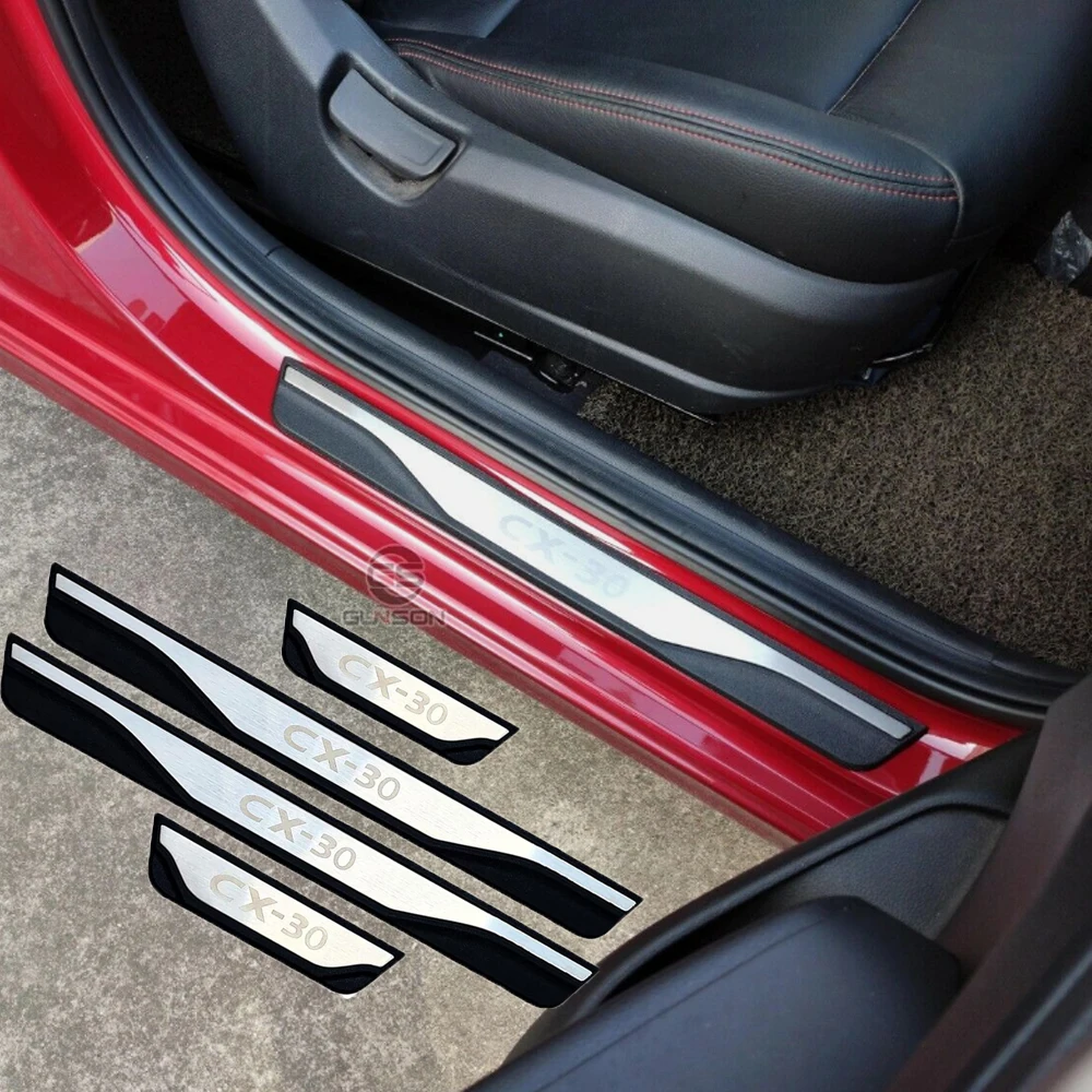 

Door Sill Pedal Accessories Auto Threshold For Mazda CX30 CX-30 Protector Scuff Plate Car Stickers Trim Styling 2021 2023 2024