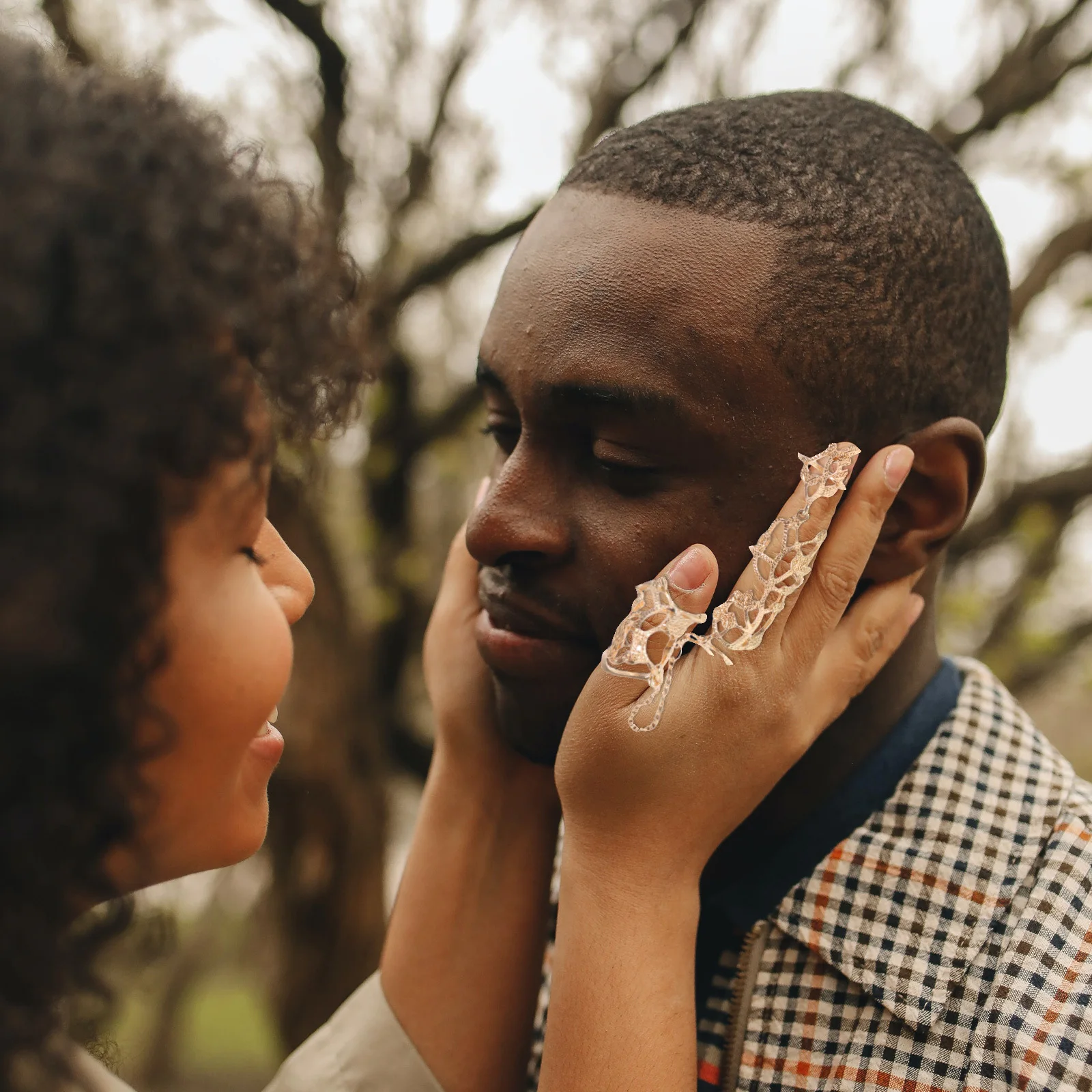 

2pcs Flower Chain Punk Style Full Finger Ring Fashion Jewelry For Festival Party Unique Alloy Finger Decor Knuckle Ring