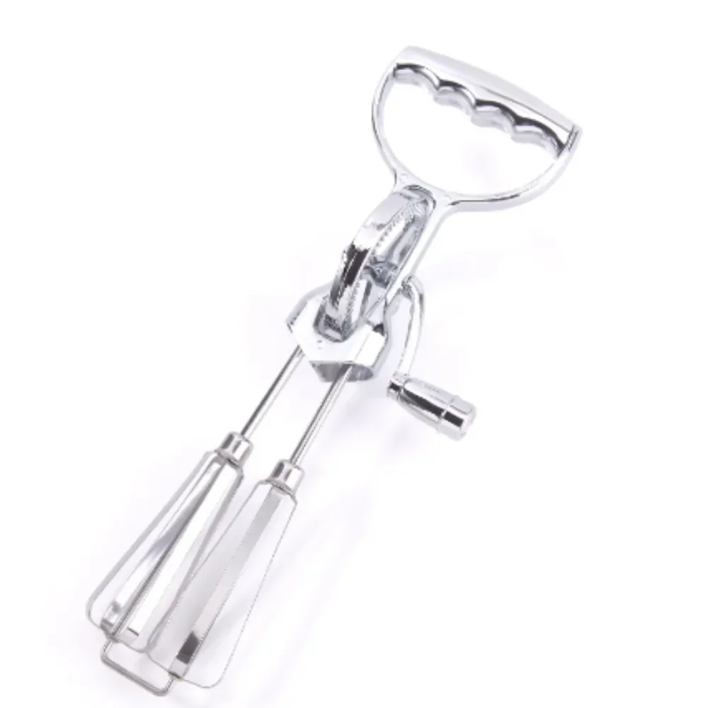 Manual Hand Crank Egg Beaters Double Heads Egg Whisk Multi-Purpose Time-Saving Food Blender Mixer Kitchen Tool Stainless Steel