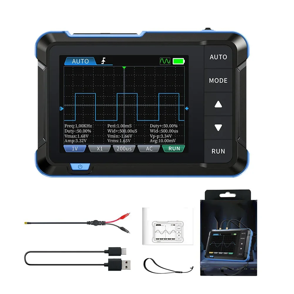 

Signal Generator Digital Oscilloscope Portable Small USB Charging 0-10KHz 1M Bandwidth 1Mhz 2-in-1 99x68.3x19.5mm