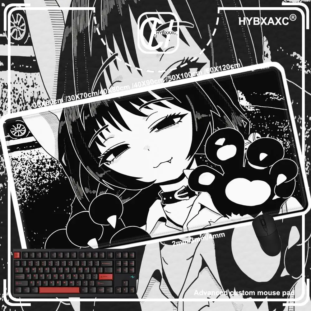 Cute Black And White Manga Big Mouse Pad Laptop HYBXAXC Japan Anime Illustration Desk Mat PC Kawaii Girl Makima HD Keyboard Pad