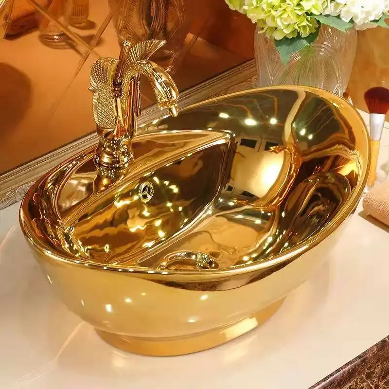 

Gold Bathroom Sinks Ceramic Bathroom Sinks Art Basin European Toilet Basin Wash Basin Modern Washing