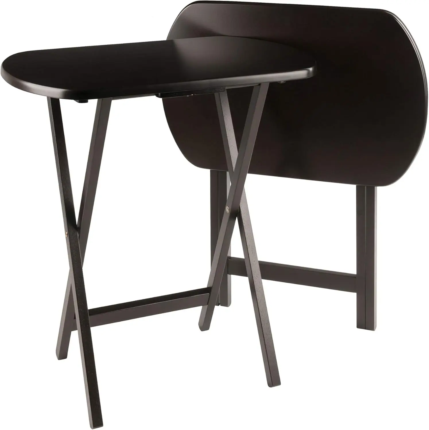 

Складной столик для закусок, набор из 2 штук, увеличенный размер 25 дюймов, для гостиной, не требует сборки, отделка под кофе.