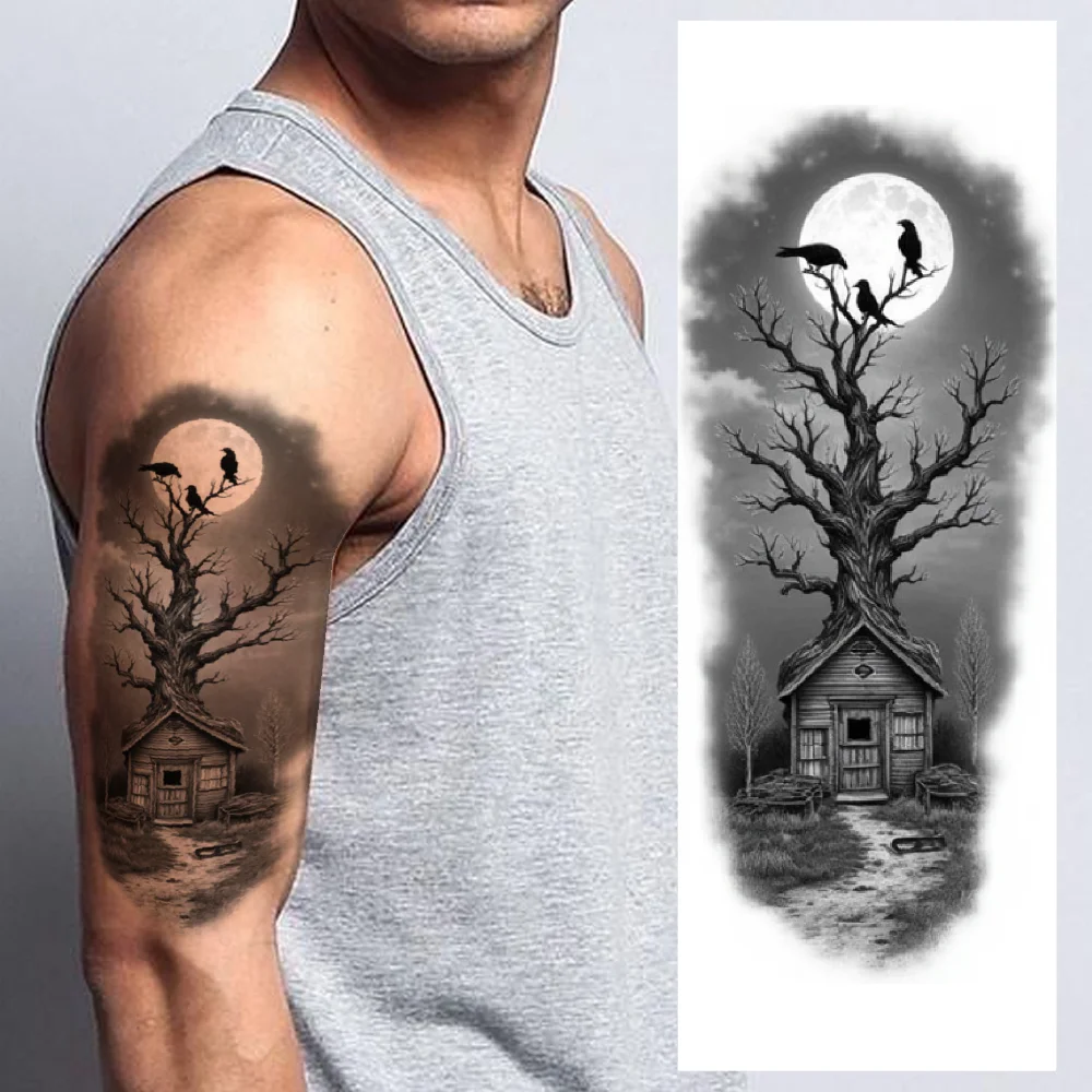 3pcs Temporary Tattoo Caged Creature Realistic Temporary Tattoos Cracked Mirror Mountain Stream For Arms Women Adults