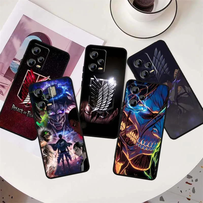 

Attack on Titan Anime Cool For Xiaomi Redmi Note 14 13 12 12S 11E 11 11S 11T Pro Plus 4G 5G Black Soft TPU Cover Phone Case
