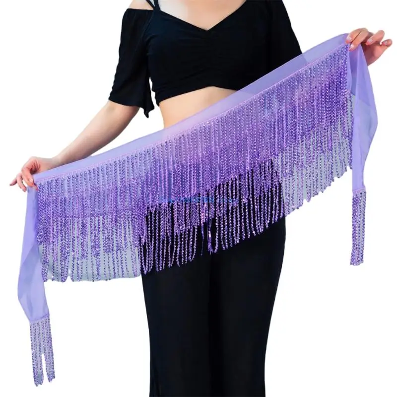 حزام خصر N7YF لامع من البوليستر الناعم، ملابس رقص مريحة، إكسسوار عصري لفناني الأداء المحترفين