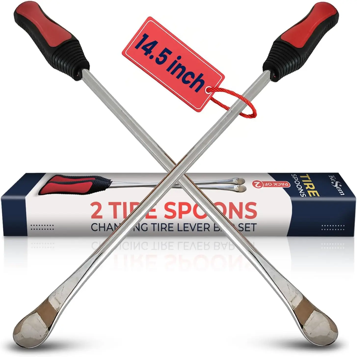

2-Pack 14.5" Heavy Duty Tire Spoons for Motorcycle, Bike, Scooter, Mower - Durable Steel Tire Levers