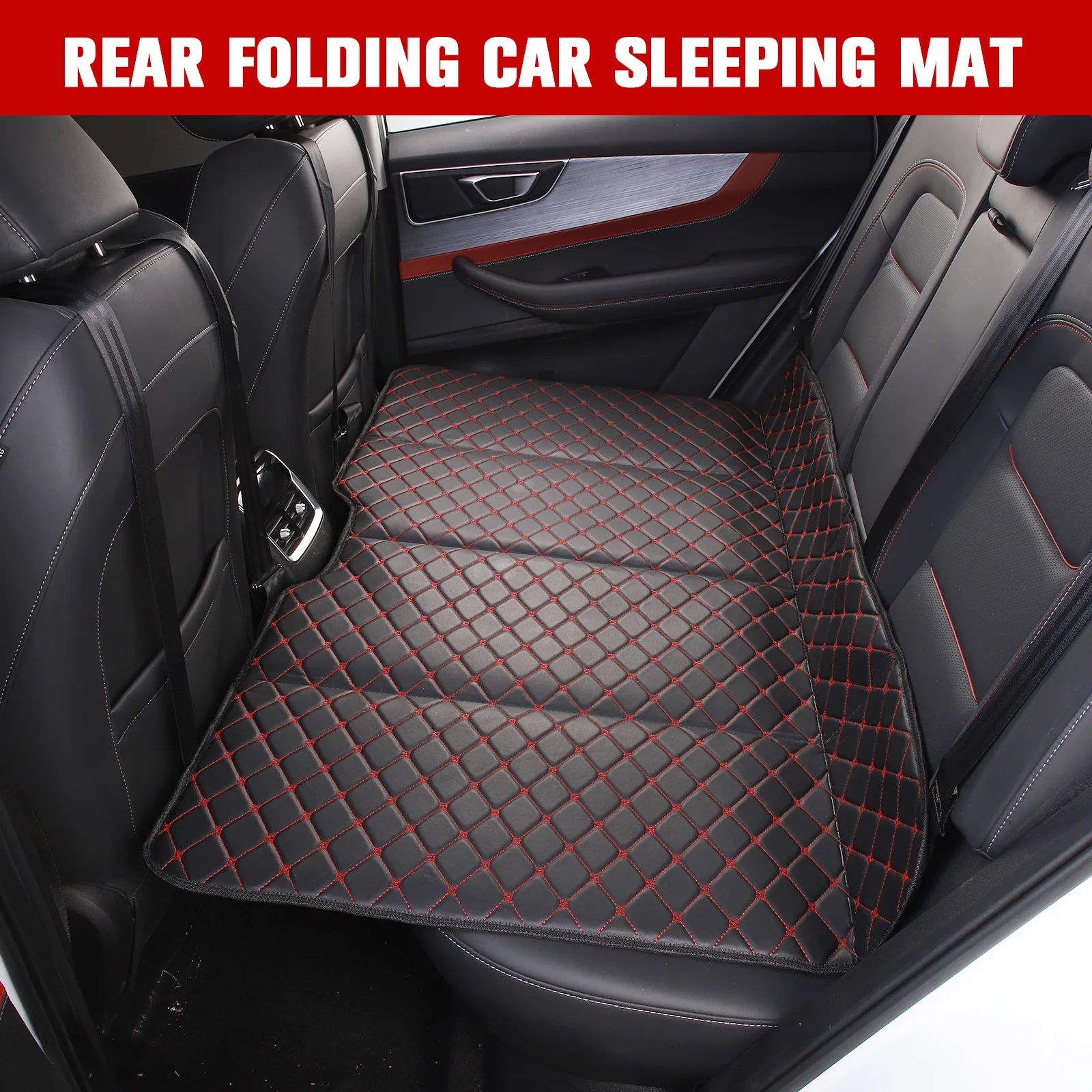 

Car Mattress PU Leather Portable Back Seat Travel Mattress Non-Inflatable Car Back Seat Folding Bed Mattress for Car Traveling