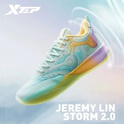 Xtep Jeremy Lin Storm 2.0 Basketball Shoes Men Shock Absorption Mid Top Sport Shoes Non-Slip Cushioning Sneakers 877319120002