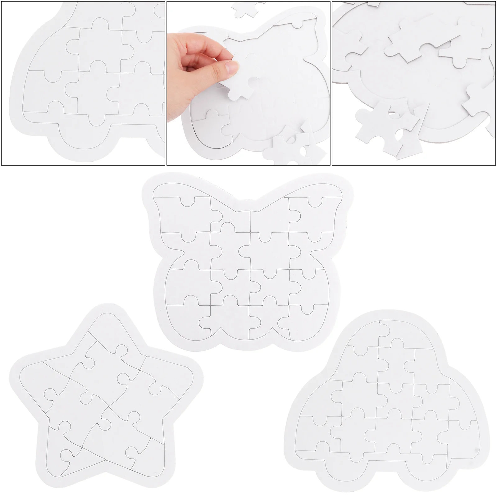 

6 Pcs Puzzle Drawing Blank White Paper Painted Car Creative DIY Butterflies for Five-pointed Toy Unique