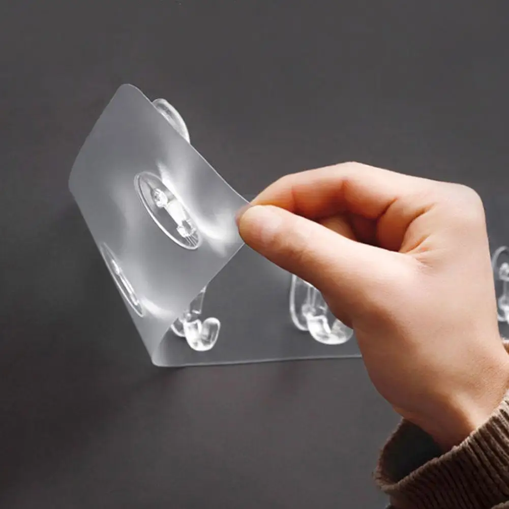 Transparent Wall Hooks Hangers 6/3/1 Hooks Heavy Load Rack For Kitchen Bathroom Door Wall Multi-Function Hooks Accessories