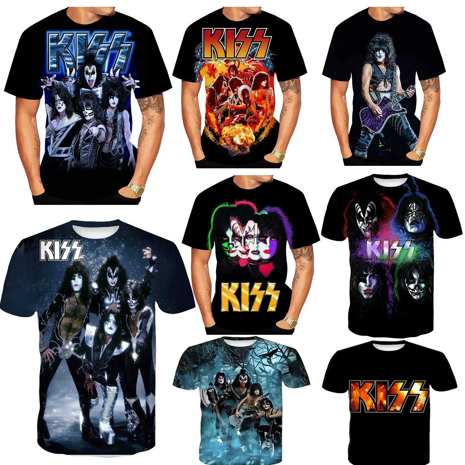 

New 3D Printing Kiss Band t-shirts Streetwear summer topsHarajuku style men/women t shirt Short sleeve hip hop tshirt