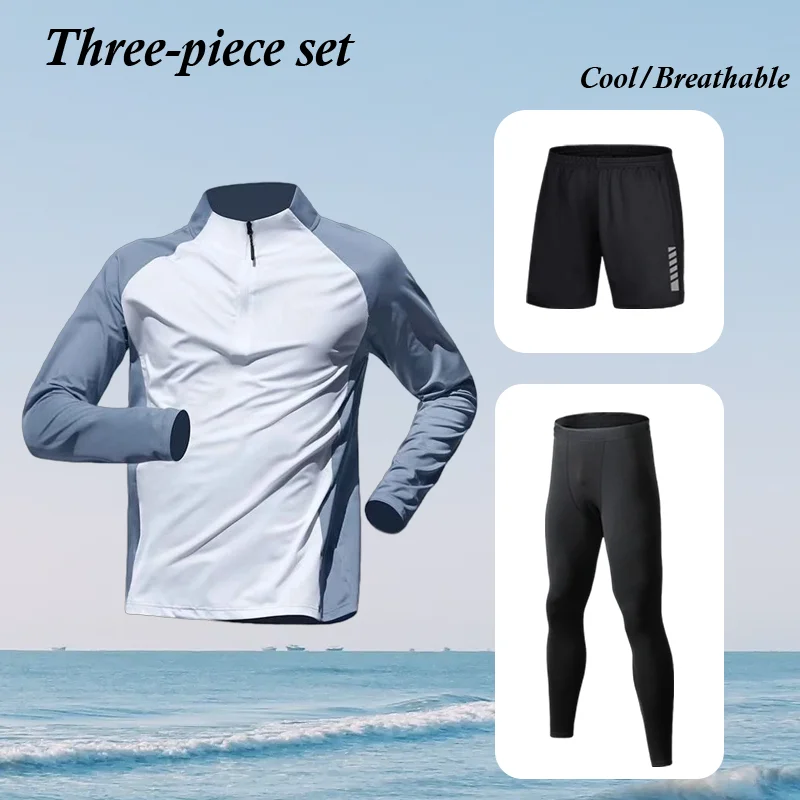 

Men's Sportswear Tight Fitting Top Outdoor Running Clothes Stretchy Comfortable Fitness Gear Tight Pants Activewear Set