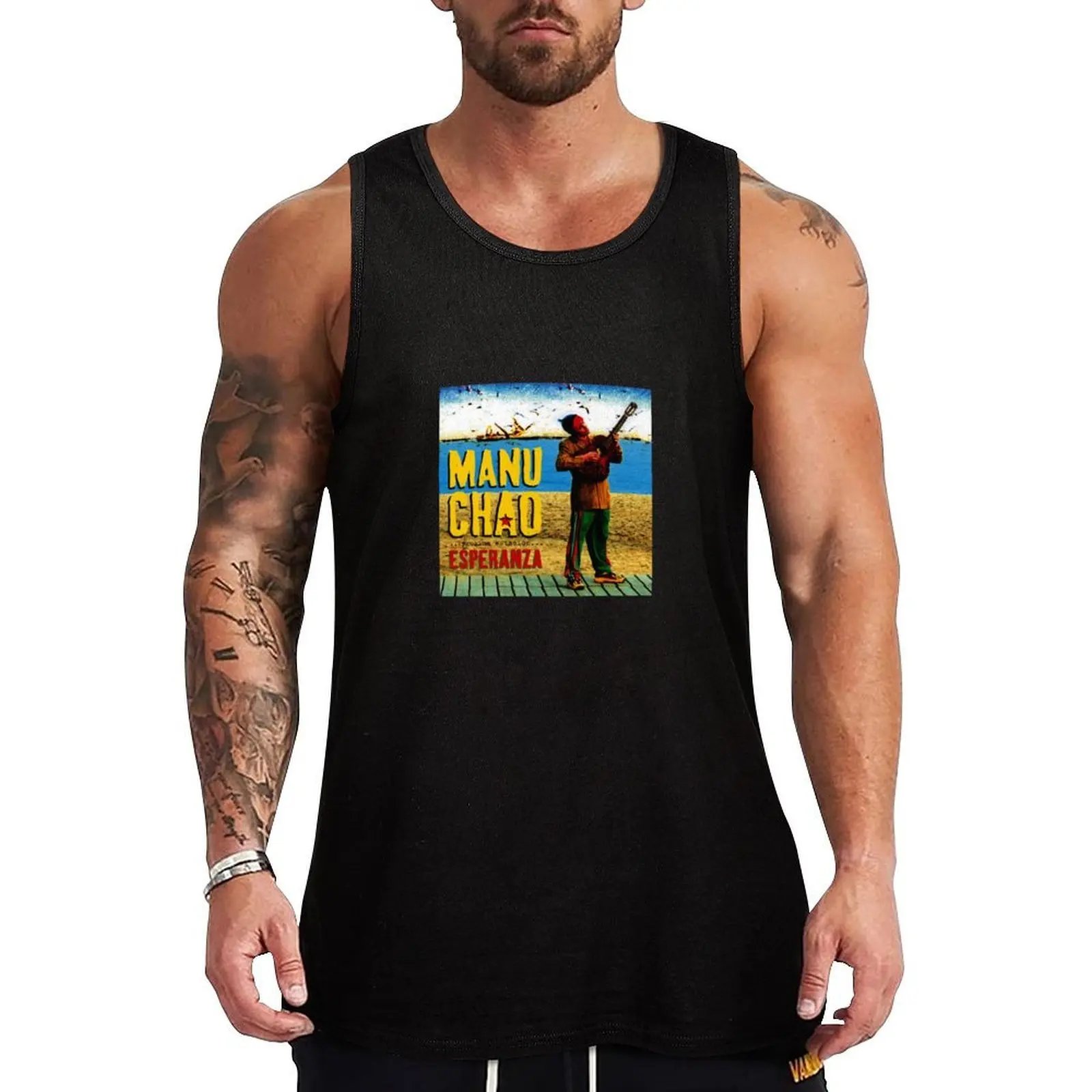 Manu Chao, Next Station: Hope Tank Top Running Athletic Tank Top Sin mangas que absorbe la humedad