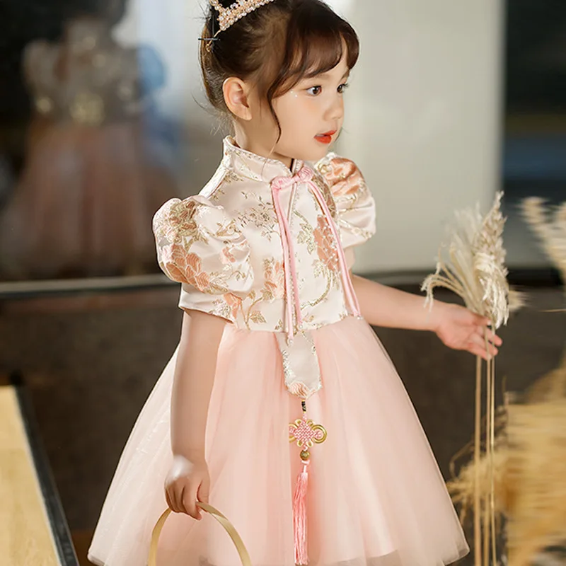 

Girls' One-Year-Old Dress2025Spring New Chinese Children's Birthday Zhuazhou Tang Suit Baby Birthday Banquet Princess Dress