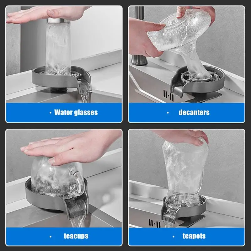 Cup Washer For Sink Efficient Automatic Cup Rinser Glass Washer For Sink Kitchen Sink Accessories For Washing Baby Bottle Glass