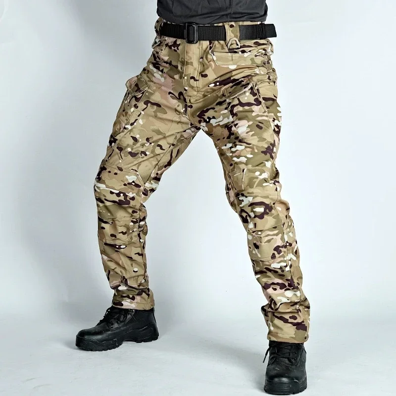 

Men's Tactical Overalls Pants Winter Outdoor Padded Warm and Wear-resistant Pants Multifunctional Multi-pocket Training Pants.