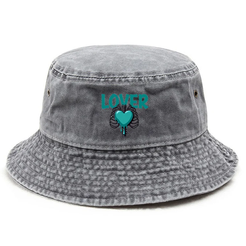 Personalizza il cappello da pescatore vintage in cotone lavato con amante del cuore per coppie, protezione solare, regalo per festival all'aperto, coppia di berretti