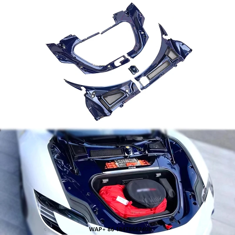 Car Accessories  OEM Style for Ferrari SF90 Blue Dry Carbon Fiber Front Luggage  Panel Front Trunk Lid Cover Interior Trim Kits