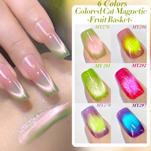 BORN PRETTY 10ml 6 colores guayaba fruta gato Gel magnético cuentas de vidrio brillante remojo de Gel UV barniz para decoración de uñas salón hogar DIY