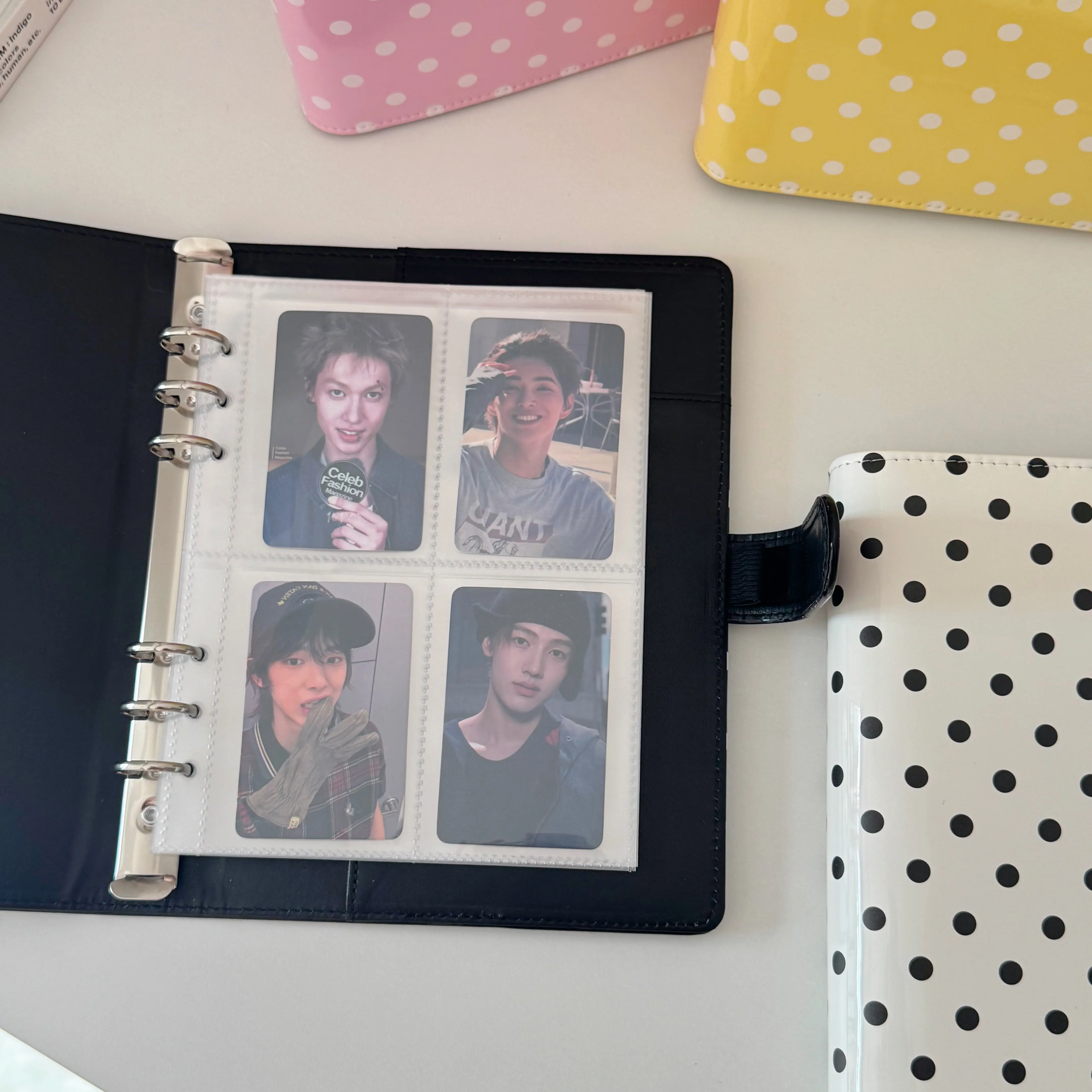 MINKYS Polka Dots PU-Leder A5 Kpop Fotokarten Sammelordner Idol Fotokarten-Buch Idol Aufbewahrungsalbum – Detail 3