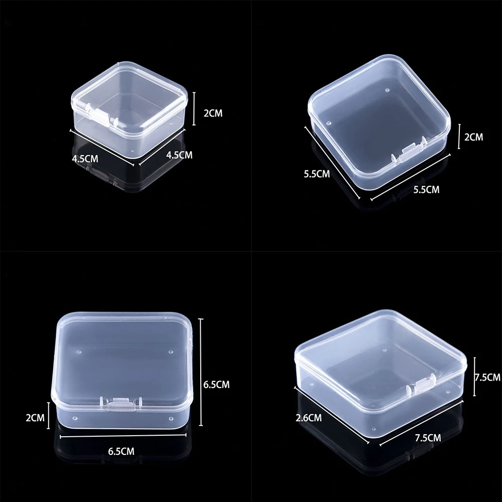 Square Storage Box Plastic Transparent Small Items Case Jewelry Beads Container Sundries Organizer Fishing Tools Accessories