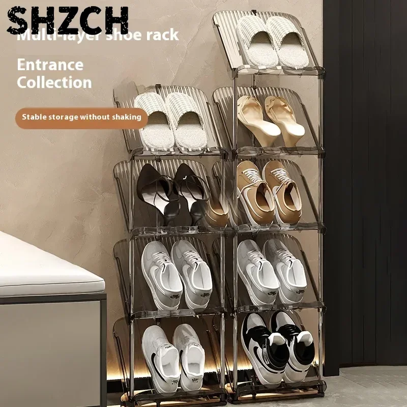 4/6/8 Layers Transparent Shoe Rack Shoe Organizer Sturdy Stainless Steel Shoe Rack Home Storage Supplies Cabinet