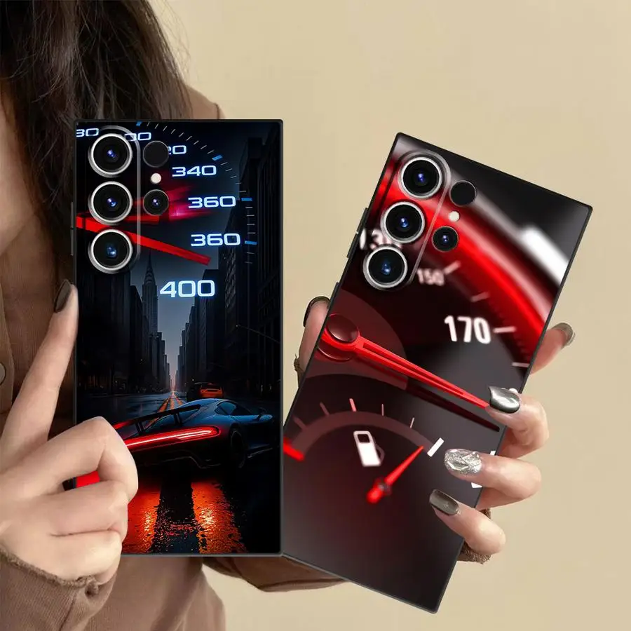 Red Car Gauge Case for Samsung Galaxy S26 Ultra Note 20 10 S22 S20 FE S25 Plus S21 S24 S23 Phone Cover