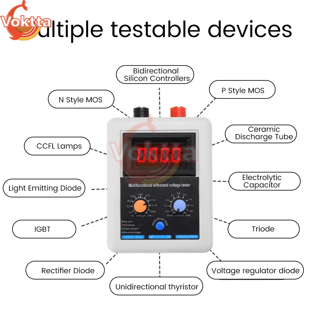 0V-3700V napięcie IGBT dioda Tester próbnik elektroniczny MOS trioda kondensator rezystor wytrzymuje Tester wyświetlacz LCD woltomierz multimetr