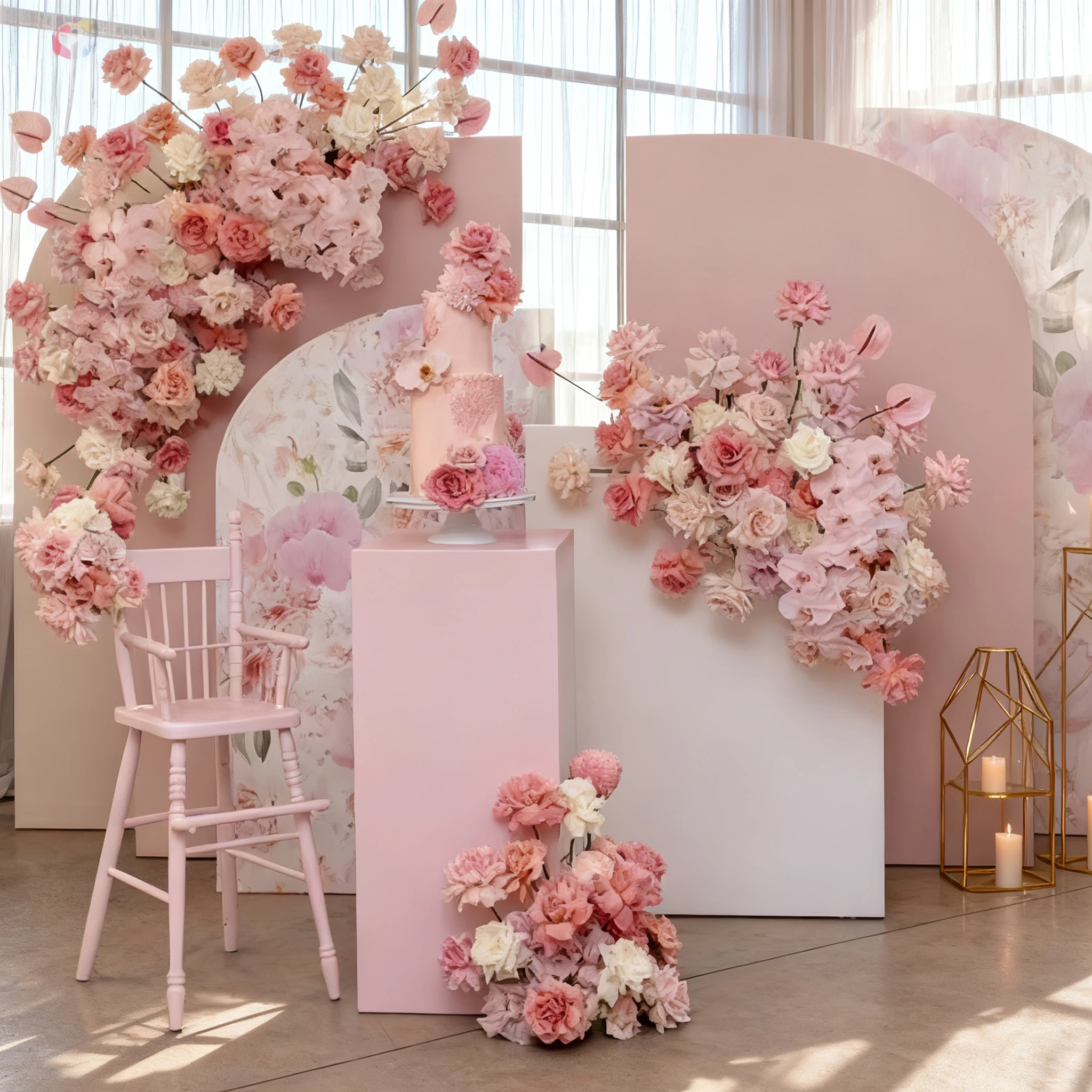 

Real Touch Flowers Wholesale Wedding Arch Pink Artificial Flower Backdrop Artificial Flower Runner Wedding Background