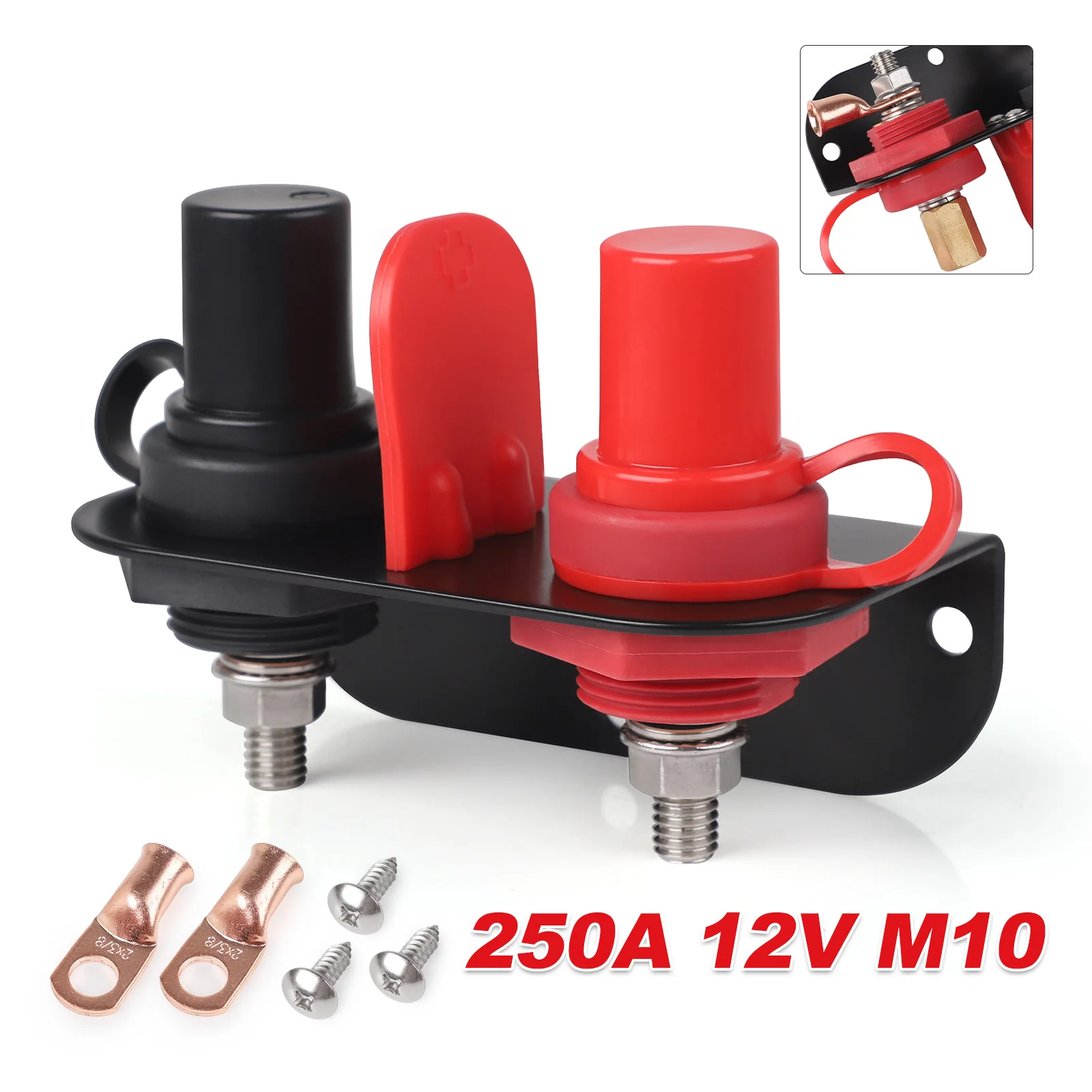 

for UTV ATV Car Trucks RV Tractor Mower Boat Remote Post Terminals Battery Relocation Kit with Heavy Duty Steel Mounting Bracket