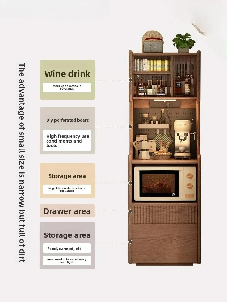 

Customizable new dining side all solid wood walnut color kitchen high cabinet storage